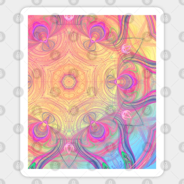 Psychedelic retro kaleidoscope Sticker by hereswendy